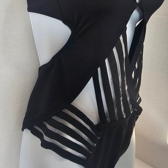 Kenneth Cole Reaction Black 1 PC Strappy Mesh Push Up Swimsuit SZ SM - Picture 2 of 4